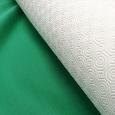 Mollettone gommato verde in altezza cm.140
