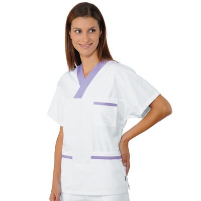 Casacca collo a V con inserto lilla