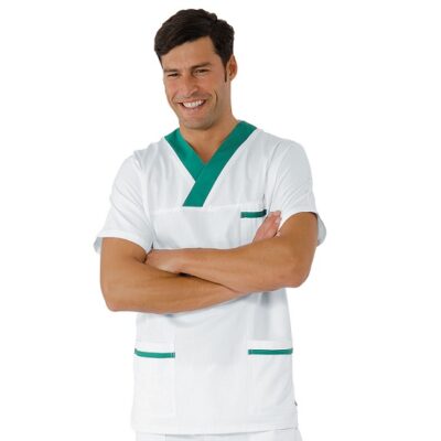 Casacca collo a V con inserto verde