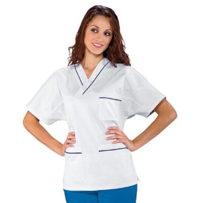 Casacca collo a V con inserto sottile blu Cina