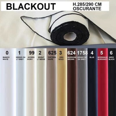Tendaggio oscurante blackout liscio in altezza cm.285